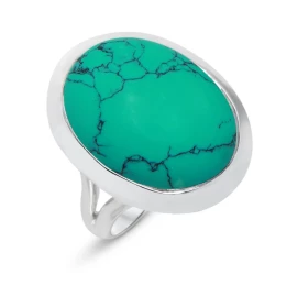 Bague Argent 925 Turquoise Reconstituée Bague Argent 925 sertie d une pierre ovale 20x15mm Pierre taillée cabochon montée ...