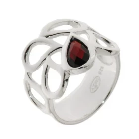 Bague Argent 925 Grenat sertie d une pierre taille poire 8 x 6 mm Largeur sur doigt (vue dessus) : 16mm 