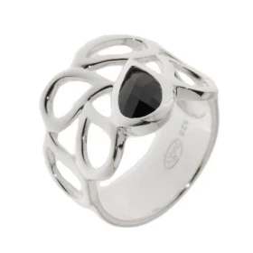 Bague Argent 925 Oxyde Zirconium sertie d une pierre taille poire 8 x 6 mm Largeur sur doigt (vue dessus) : 16mm 