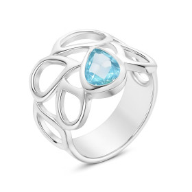 Bague Argent 925 Topaze bleue Traitée sertie d une pierre taille poire 8 x 6 mm Largeur sur doigt (vue dessus) : 16mm 