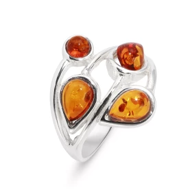 Bague Argent 925 Ambre Largeur sur doigt (vue dessus) : 19mm 
