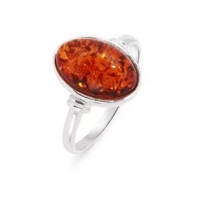 Bague Argent Ambre Ovale 11x8mm Bague Argent 925 Ambre Pierre ovale 11x8mm Largeur monture (sur doigt, vue dessus) : 13mm