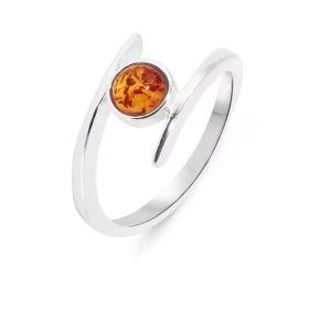 Bague Argent 925 Ambre serti d une pierre 6mm diamètre Largeur sur doigt (vue dessus) : 8,6mm 