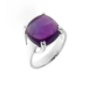 Bague Argent 925 Améthyste sertie d une pierre taille coussin 12x12mm 