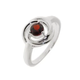 Bague Argent 925 Grenat Pierre ronde 5mm diamètre Largeur sur doigt (vue dessus) : 12mm 