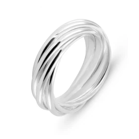  Bague Argent 925 composée 7 anneaux entrelacés (semainier) Anneaux section demi-jonc 2x1mm Largeur sur doigt (vue dessus)...