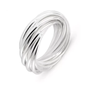  Bague Argent 925 composée 12 anneaux entrelacés Anneaux section demi-jonc 2x1mm Largeur sur doigt (vue dessus) : 10mm 