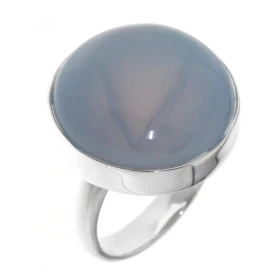 Bague Argent 925 Calcédoine Bleue Cette bague est sertie d une pierre 20mm diamètre La pierre est ronde taillée cabochon