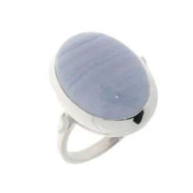 Bague Argent 925 Calcédoine Monture classique sertie d une pierre Calcédoine La pierre est taillée cabochon, elle mesure 1...
