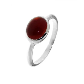 Bague Argent 925 Cornaline sertie d une pierre ovale taille cabochon 9x7mm 