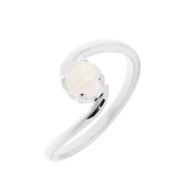 Bague Labradorite Argent Jolie monture croisée sertie d une pierre ronde 5mm Largeur monture (sur doigt, vue dessus) : 9mm