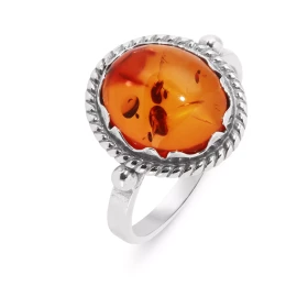  Bague Argent Ambre Ovale 12x10mm Bague sertie d une pierre ronde 12mm 
