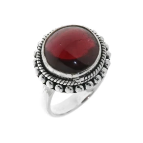 Bague Argent 925 Grenat sertie d une pierre 12mm diamètre 