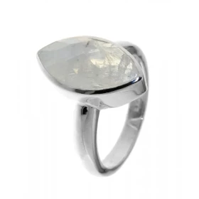 Bague Argent 925 Labradorite sertie d une pierre facettée taille 15x8 mm 