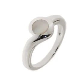 Bague Argent 925 Nacre Pierre ronde 6mm Largeur sur doigt (vue dessus) : 9mm 