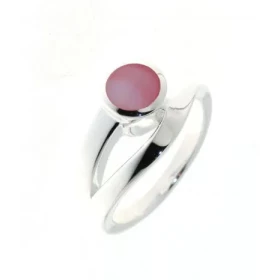 Rose Bague Argent 925 Nacre Rose Largeur sur doigt (vue dessus) : 11mm 