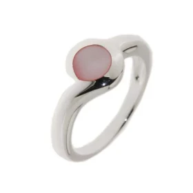 Bague Argent 925 Nacre Pierre ronde 6mm Largeur sur doigt (vue dessus) : 9mm 