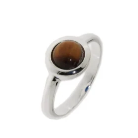 Bague Argent 925 Oeil Tigre Pierre ronde 7mm Largeur sur doigt (vue dessus) : 10mm 
