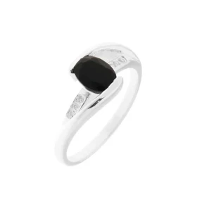 Bague Argent Onyx Oxyde zirconium Pierre centrale ovale 7x5mm Entourage composé 6 oxydes zirconium