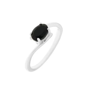 Bague Argent sertie d un Onyx Pierre ovale 7x5mm sertie par 4 griffes Corps croisé