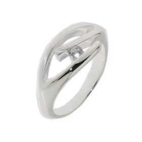 Bague Argent 925 Oxyde Zirconium sertie d une pierre 3,5mm diamètre Largeur sur doigt (vue dessus) : 9mm 