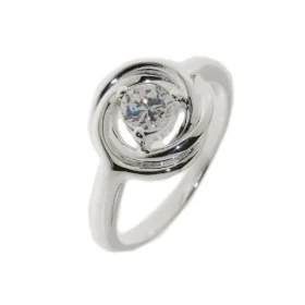 Bague Argent 925 Oxyde Zirconium Pierre ronde 5mm diamètre Largeur sur doigt (vue dessus) : 12mm 