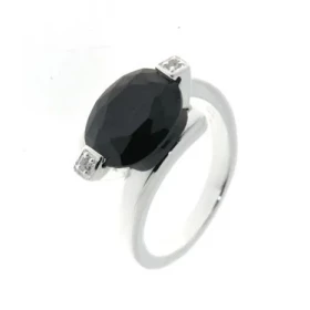 Bague Argent 925 sertie d un Oxyde Zirconium Noir Dimensions pierre : 12x10mm