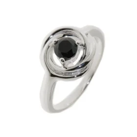 Bague Argent 925 Oxyde Zirconium Pierre ronde 5mm diamètre Largeur sur doigt (vue dessus) : 12mm 