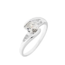 Bague Argent Oxyde zirconium Pierre centrale ovale 7x5mm Entourage composé 6 oxydes zirconium