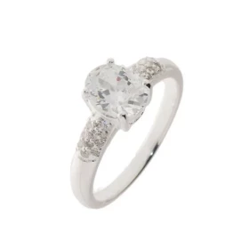 Bague Argent 925 sertie d un Oxyde ovale mesurant 8x6mm 20 oxydes 1,5mm diamètre