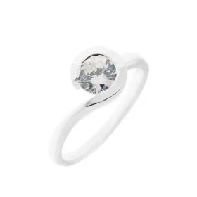 Bague Oxyde zirconium Argent Pierre ronde 7mm diamètre Largeur monture (sur doigt, vue dessus) : 8mm
