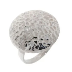 Bague Oxyde Zirconium, monture Argent 925 Bague champignon qui se compose d un chapeau martelé 8 oxydes zirconium allant 1...
