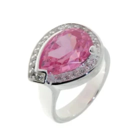 Bague Argent 925 Oxyde Zirconium Pierre centrale taille poire - Dimensions : 14x10mm Largeur sur doigt (vue dessus) : 15mm 