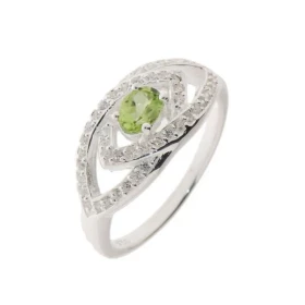 Bague Argent 925 sertie d un Péridot ovale mesurant 5x4mm 44 oxydes 1,5mm diamètre