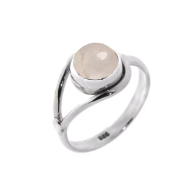 Bague Argent 925 sertie d un Quartz Rose taille cabochon 8mm diamètre
