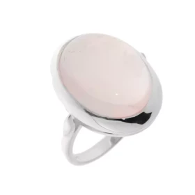Bague Argent 925 Quartz Rose Monture classique sertie d une pierre Quartz Rose La pierre est taillée cabochon, elle mesure...