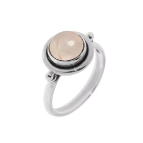 Bague Argent 925 Quartz Rose Cette bague Quartz Rose est sertie d une pierre ronde La pierre est taillée à cabochon mesure...