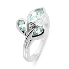 Bague Argent Rhodié Topazes Poires Navette Bague sertie d une pierre taille navette 10x5mm deux poires 5x4mm Pierres serti...