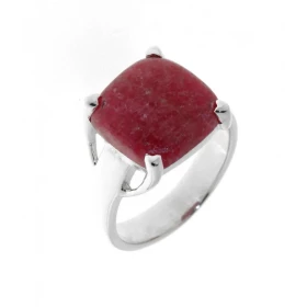 Bague Argent 925 Rhodonite sertie d une pierre taille coussin 12x12mm 