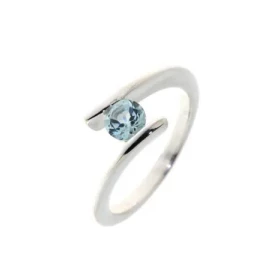  Bague Argent 925 Topaze bleue sertie d une pierre 5mm diam&egrave;tre 