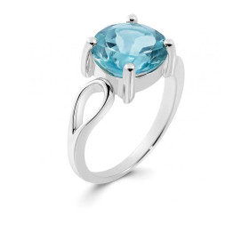  Bague Argent 925 Topaze bleue traitée , monture ajour&eacute;e sertie d une pierre ronde 10mm 