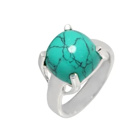  Bague Argent 925 Turquoise reconstituée Pierre taille coussin 12x12mm 