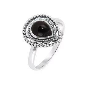 Bague Bohème Argent 925 Onyx Poire 8x6mm Bague Argent 925 sertie d une pierre 8x6mm Pierre taillée cabochon montée serti ...