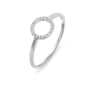 Bague Cercle Or Blanc 375 Oxydes Bague motif cercle sertie d oxydes zirconium Largeur l anneau : 1.3mm Diamètre du cercle ...