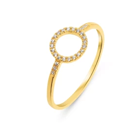 Bague Cercle Or Jaune 375 Oxydes Bague motif cercle sertie d oxydes zirconium Largeur l anneau : 1.3mm Diamètre du cercle ...