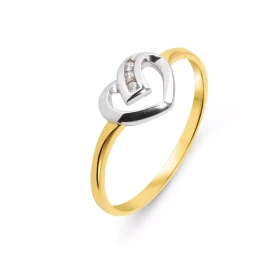 Bague Coeur 2 Ors 375 Oxyde zirconium Coeur serti 3 Oxydes Zirconium Largeur du corps : 1.4mm au plus bas 7.4mm au plus haut
