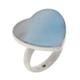Bague Coeur Nacre Bleue, Monture Argent 925/1000
