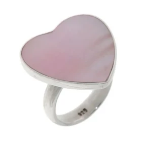 Bague Nacre Rose forme coeur, monture Argent 925/1000