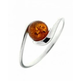 Bague Corps croisé Ambre 7mm Argent 925 Bague Argent 925 Ambre couleur cognac Ambre 7mm diamètre Monture corps croisé Larg...