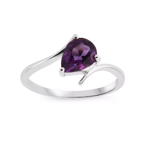Bague Croisée Argent Améthyste Poire Bague argent sertie d une pierre taille poire 8x6mm, délicatement sertie par des grif...